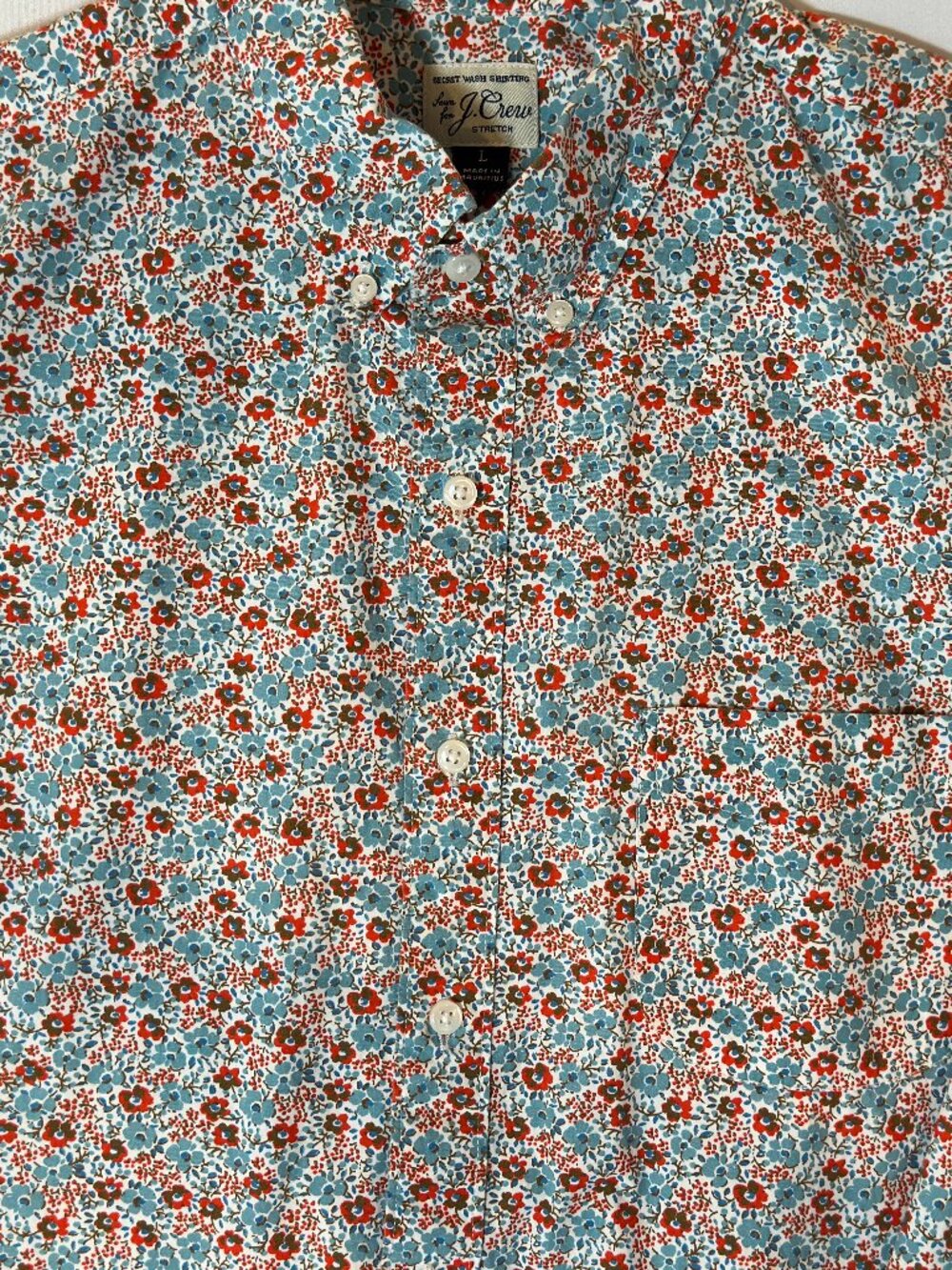 J. Crew Secret Wash Stretch Slim Men's L Floral Button Up Shirt Long Sleeve - Picture 3 of 10